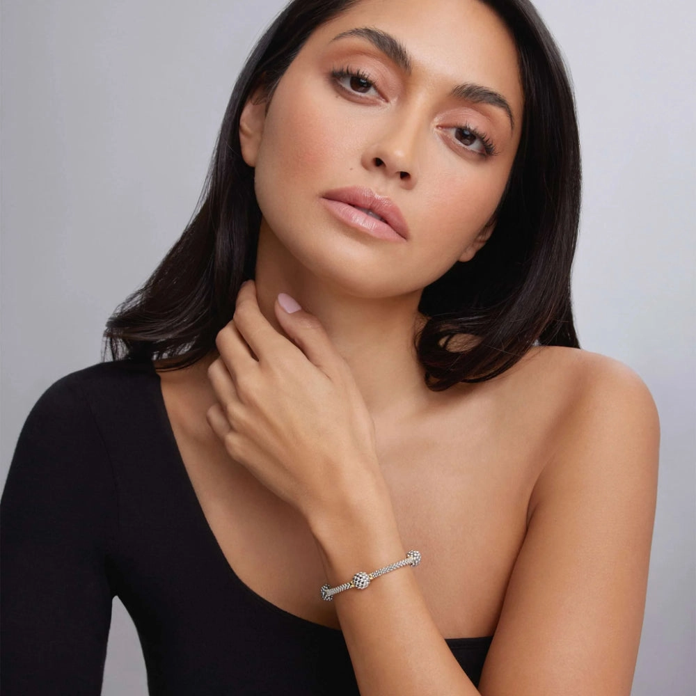 Lagos Signature Caviar Three Station Beaded Bracelet