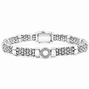 Lagos Small Single Station Diamond Circle Caviar Bracelet