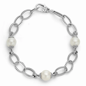 Lagos Sterling Silver Luna Caviar Pearl Link Bracelet