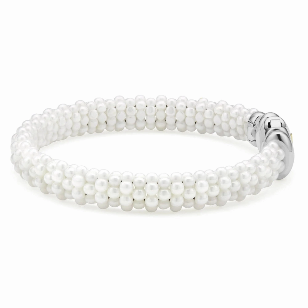Lagos White Caviar Ceramic Beaded Bracelet, 9mm