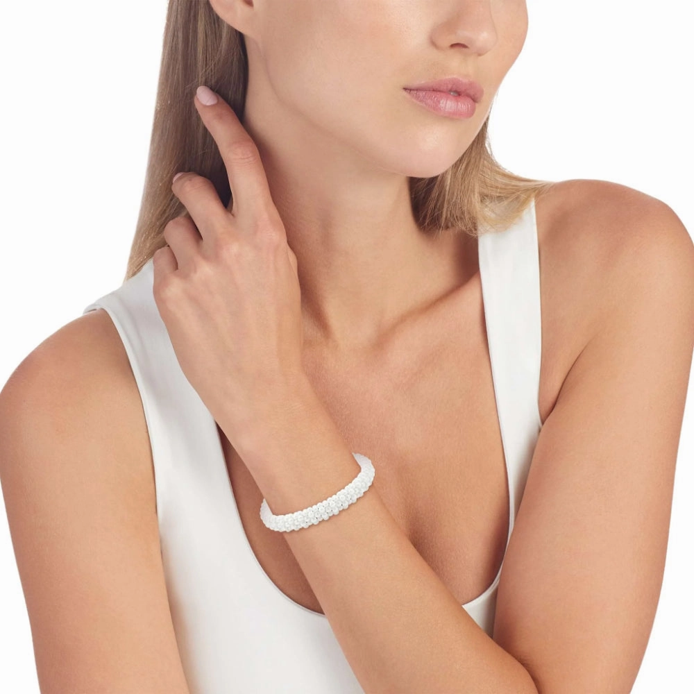Lagos White Caviar Ceramic Beaded Bracelet, 9mm