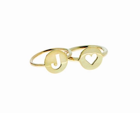 Letter or heart coin ring