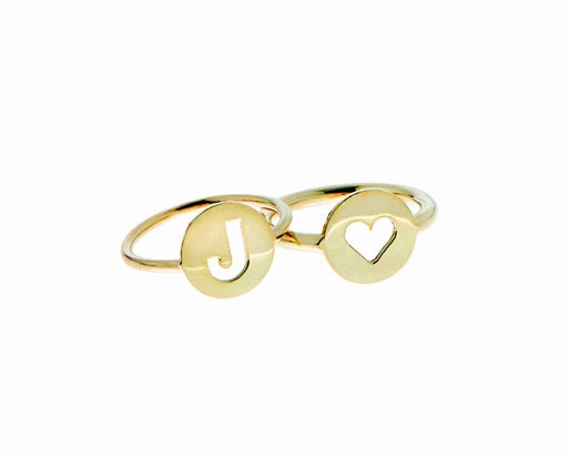 Letter or heart coin ring