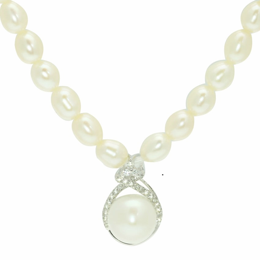 Lido Pearls Freshwater Pearl and Cubic Zirconia Necklace C16