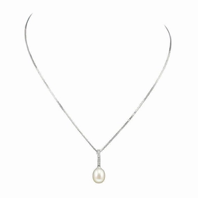 Lido Pearls Freshwater Pearl and CZ Pendant and Chain YP008