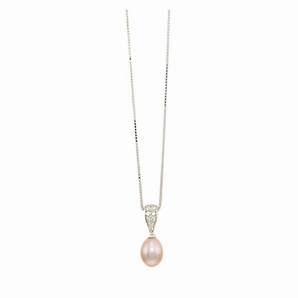 Lido Pink Freshwater Pearl Cubic Zirconia Pendant and Chain RP043P