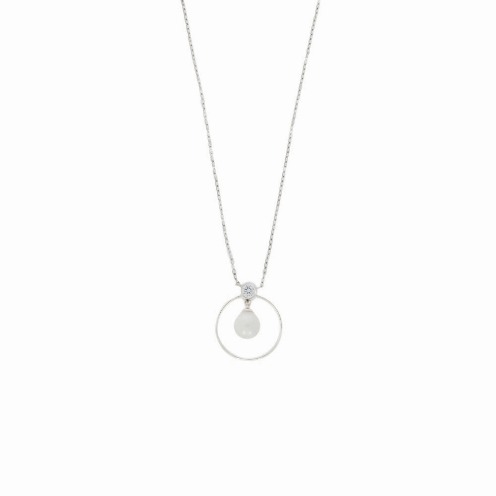 Lido White Freshwater Pearl CZ Silver Pendant and Chain KS150