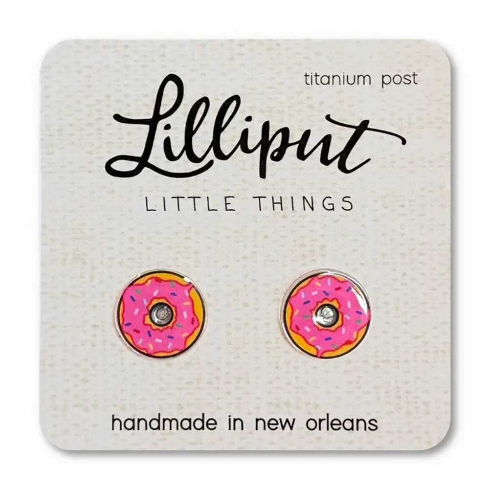 Lilliput Little Things Pink Sprinkle Donut Earrings