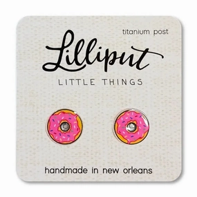 Lilliput Little Things Pink Sprinkle Donut Earrings