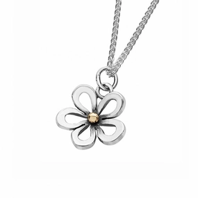Linda MacDonald Flower Sterling Silver and 9ct Gold Pendant Fleur Collection EFS
