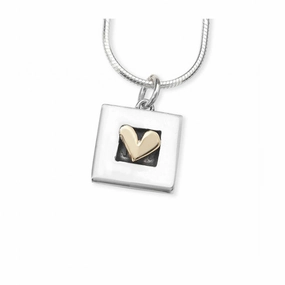 Linda MacDonald Sterling Silver and 9ct Gold Heart Necklace Petite Collection EPET7