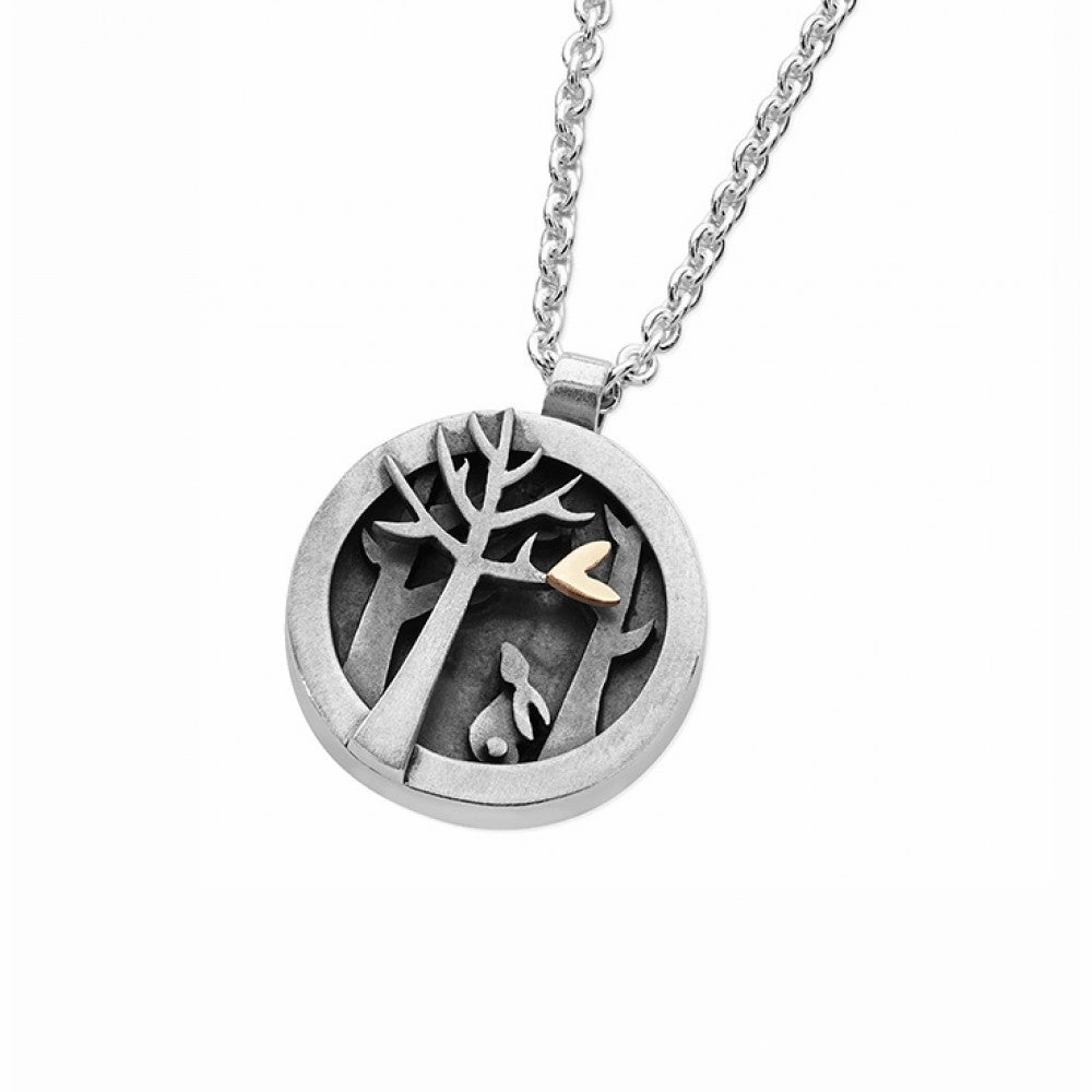 Linda MacDonald Sterling Silver and 9ct Gold Woodland Necklace Woodlands Collection EWM