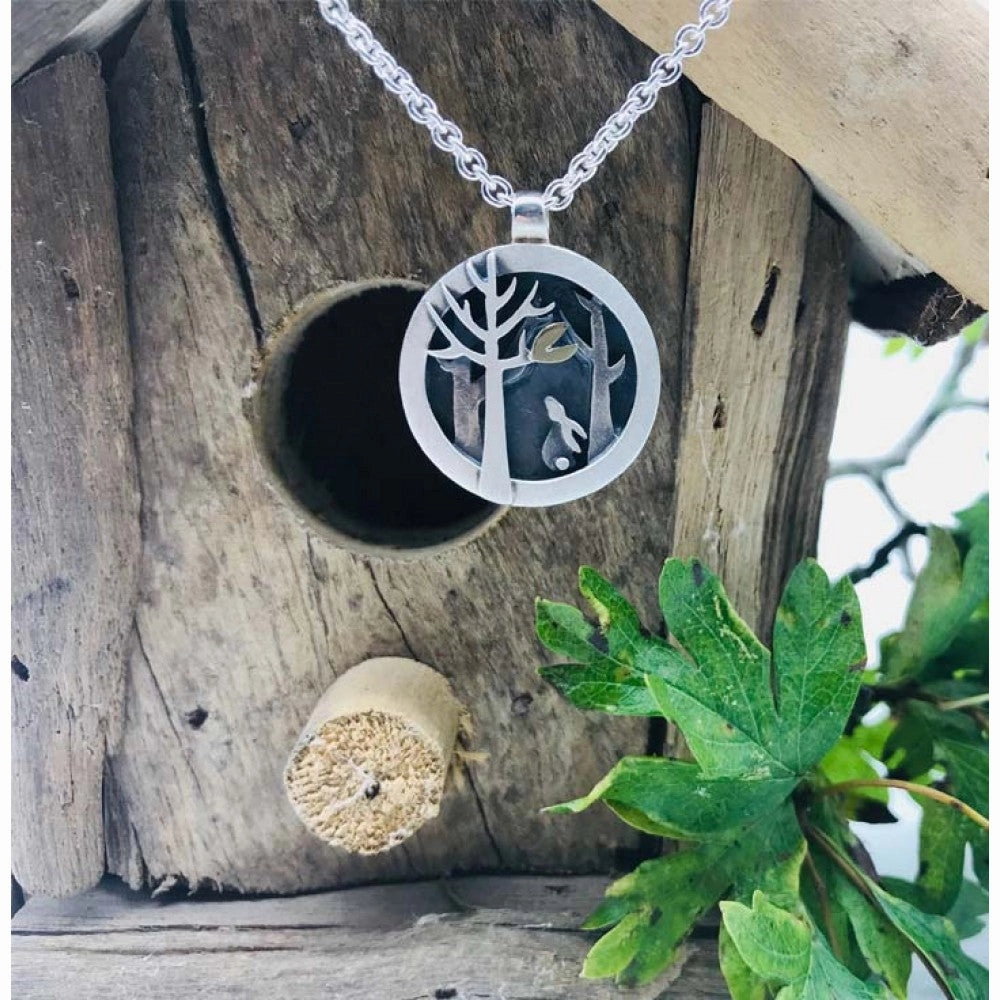 Linda MacDonald Sterling Silver and 9ct Gold Woodland Necklace Woodlands Collection EWM