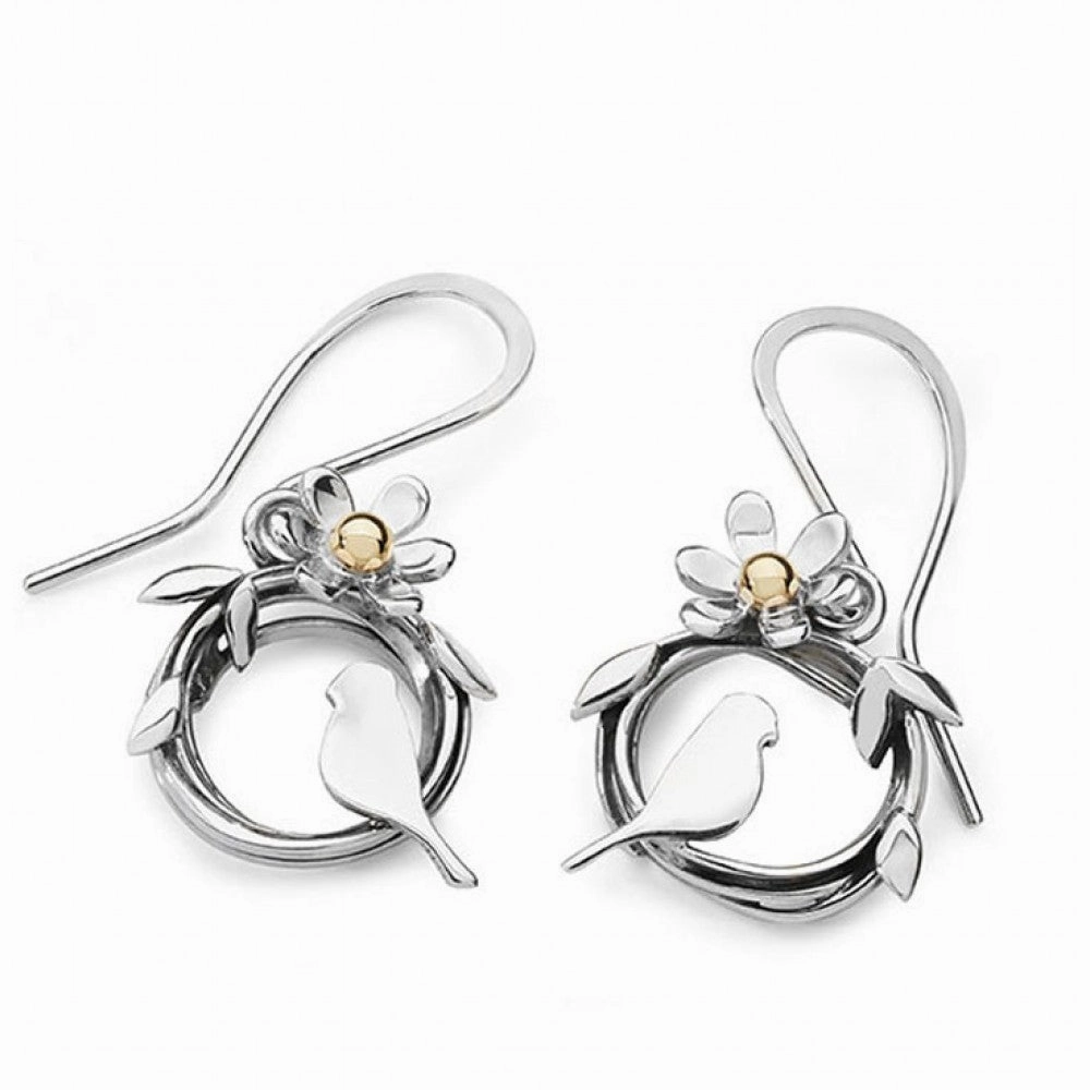 Linda MacDonald Sterling Silver and 9ct Gold Woven Earrings Entwined Collection DNTB