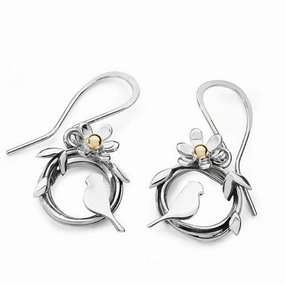 Linda MacDonald Sterling Silver and 9ct Gold Woven Earrings Entwined Collection DNTB