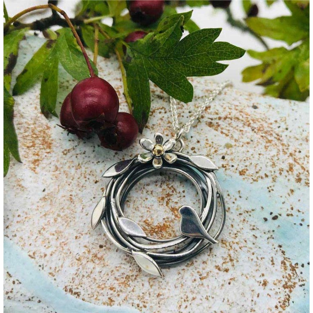 Linda MacDonald Sterling Silver and 9ct Gold Woven Necklace Entwined Collection ENTB