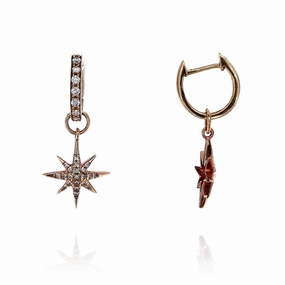 Lisa Nik 18k Rose Gold Detachable North Star Diamond Drop Earrings