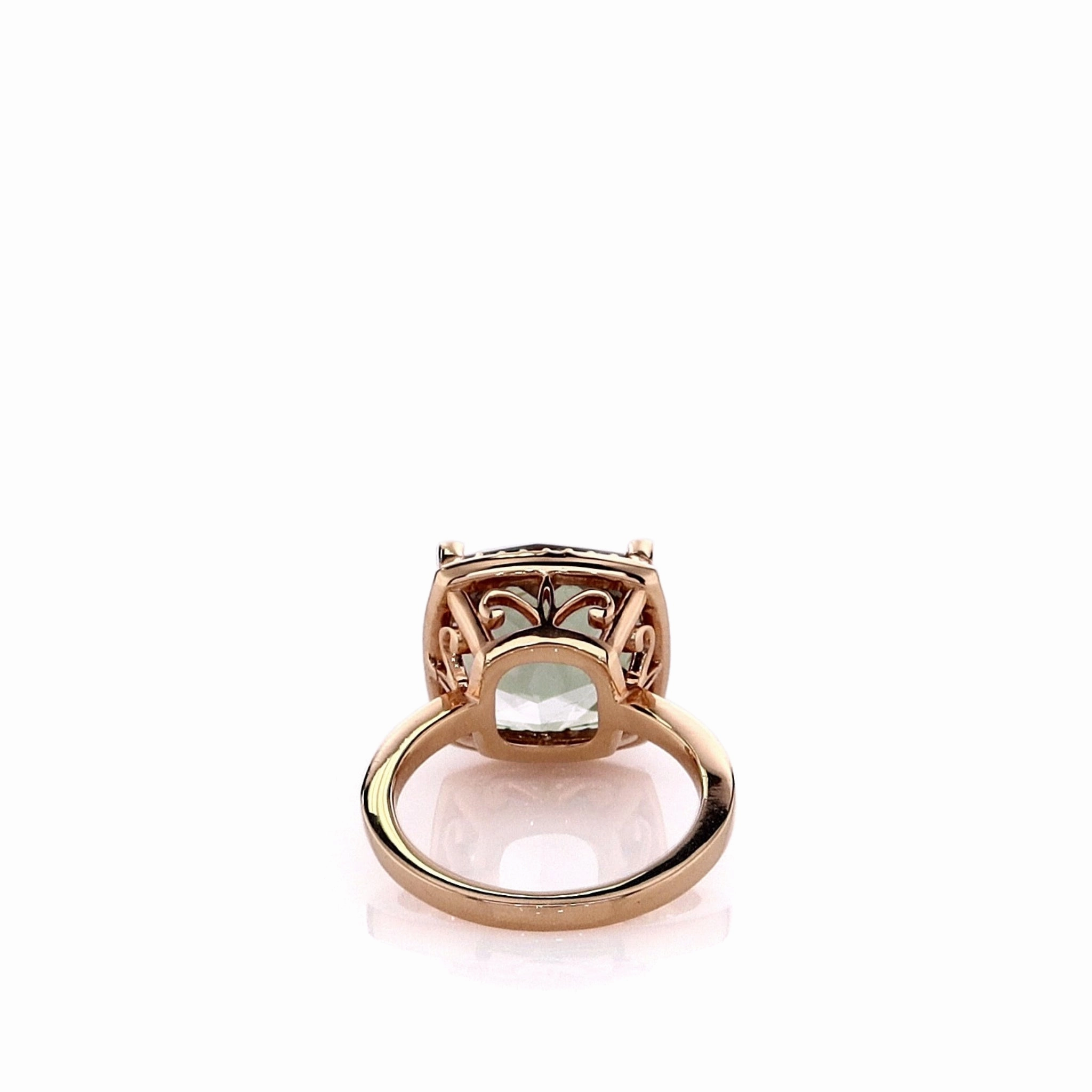 Lisa Nik 18k Rose Gold Green Quartz and Diamond Halo Cocktail Ring