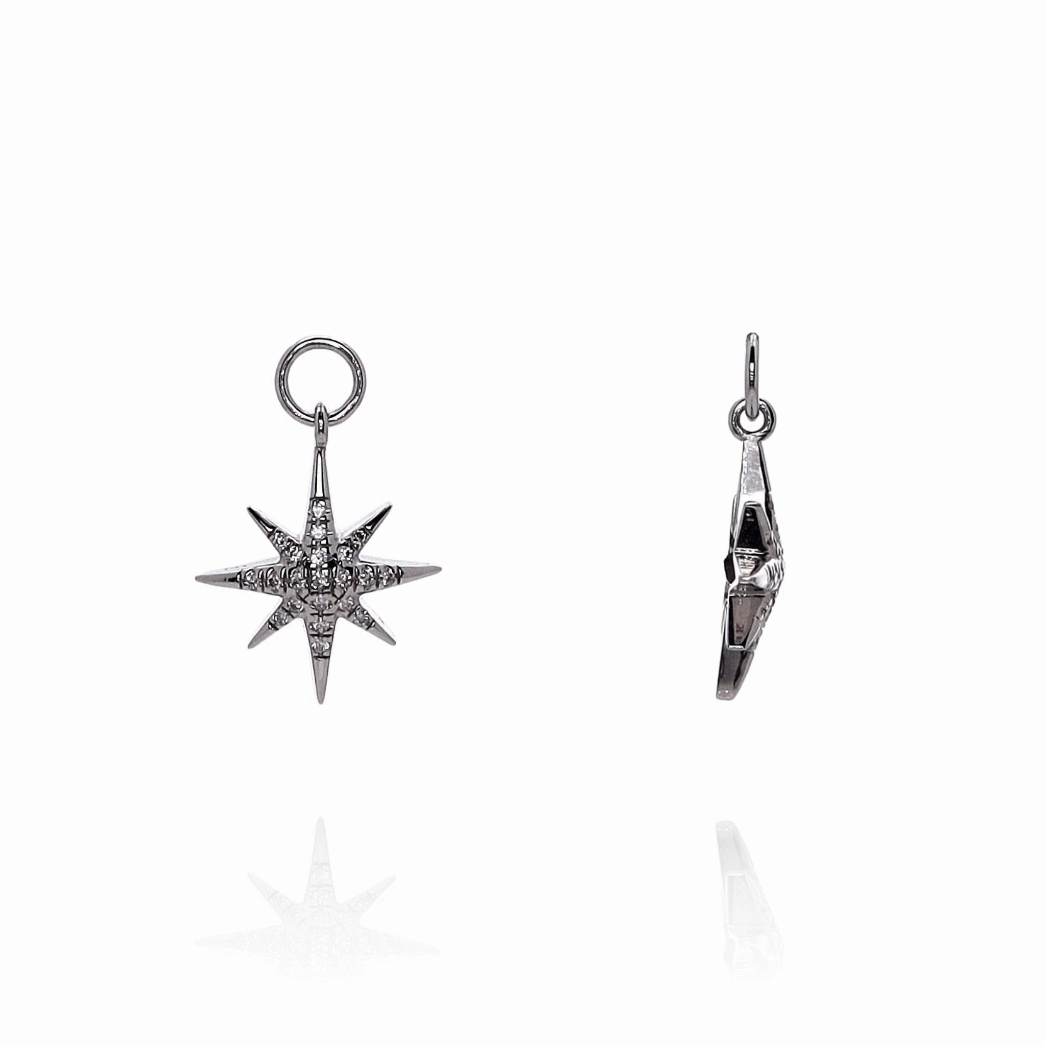 Lisa Nik 18k White Gold Detachable North Star Diamond Earring Drops