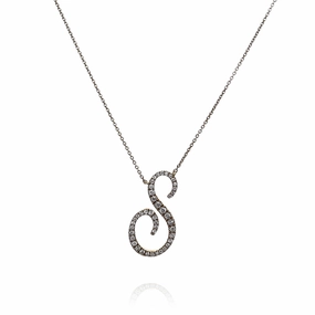 Lisa Nik 18k Yellow Gold 17" Initial 'S' Diamond Pendant Necklace