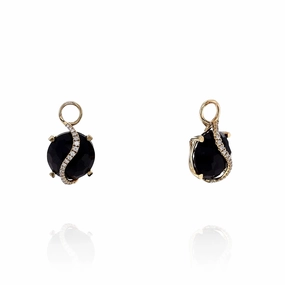 Lisa Nik 18k Yellow Gold Detachable Onyx And Diamond Earring Drops