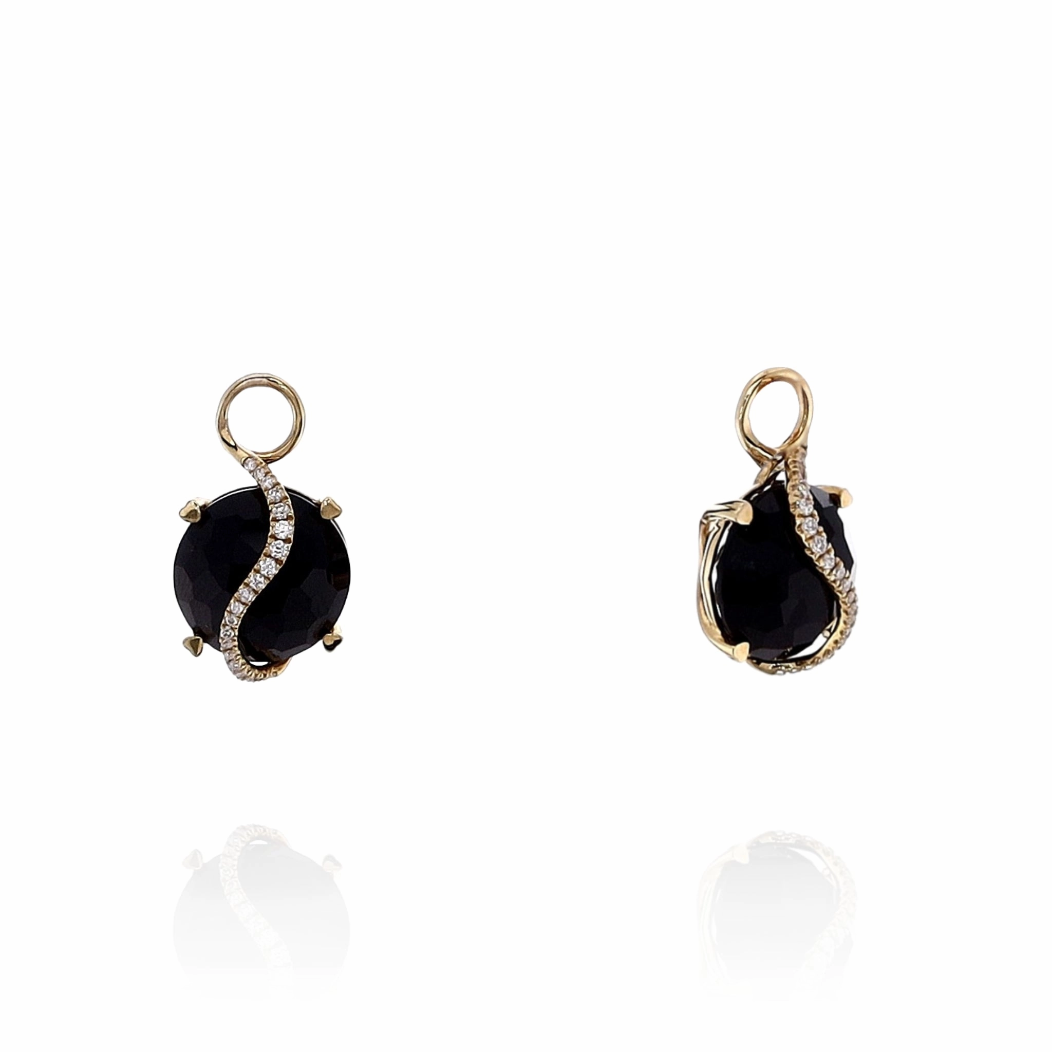 Lisa Nik 18k Yellow Gold Detachable Onyx And Diamond Earring Drops