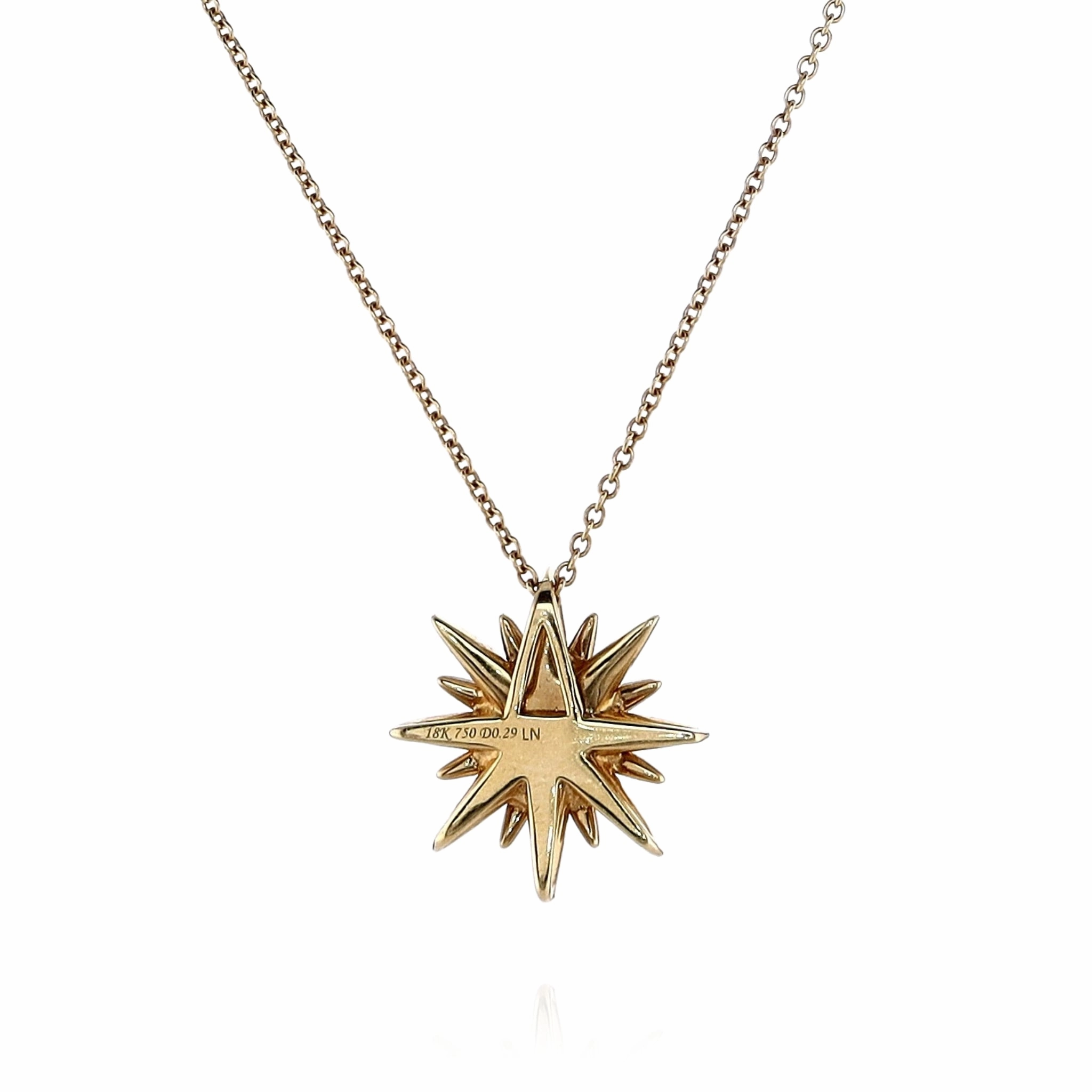 Lisa Nik 18k Yellow Gold North Star Design Diamond Pendant Necklace