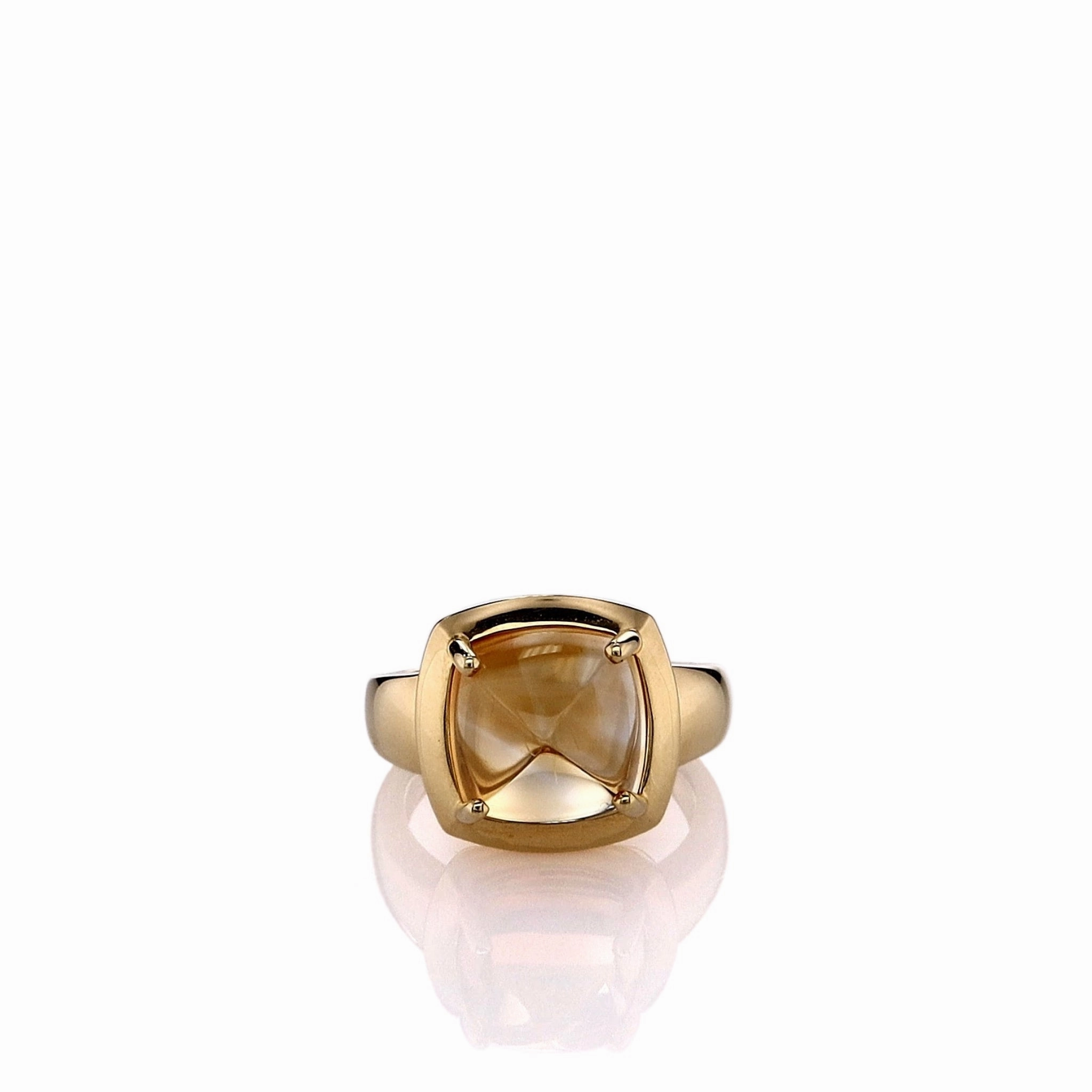 Lisa Nik 18k Yellow Gold Square Sugarloaf Citrine Ring