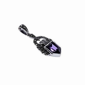 London Vintage Sterling Silver Marcasite Pendant and Chain