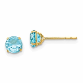 Madi K Kid's 14k  Round Blue Topaz 5mm Post Earrings