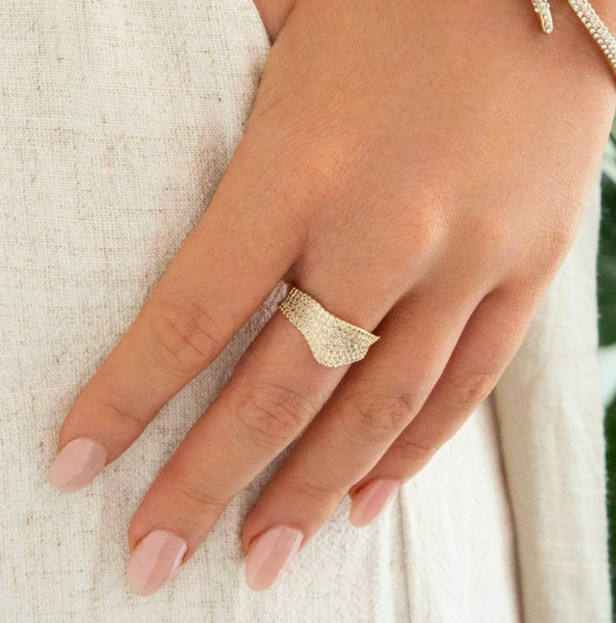 Marlyn Schiff Adjustable Pave V Shaped Ring