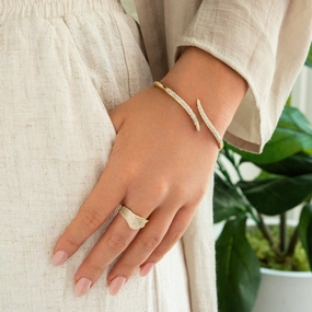 Marlyn Schiff Adjustable Pave V Shaped Ring