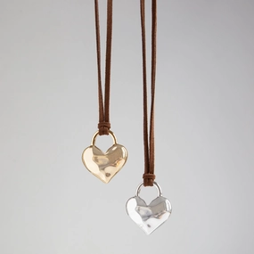 Marlyn Schiff Adjustable Suede Necklace w/ Puffy Heart