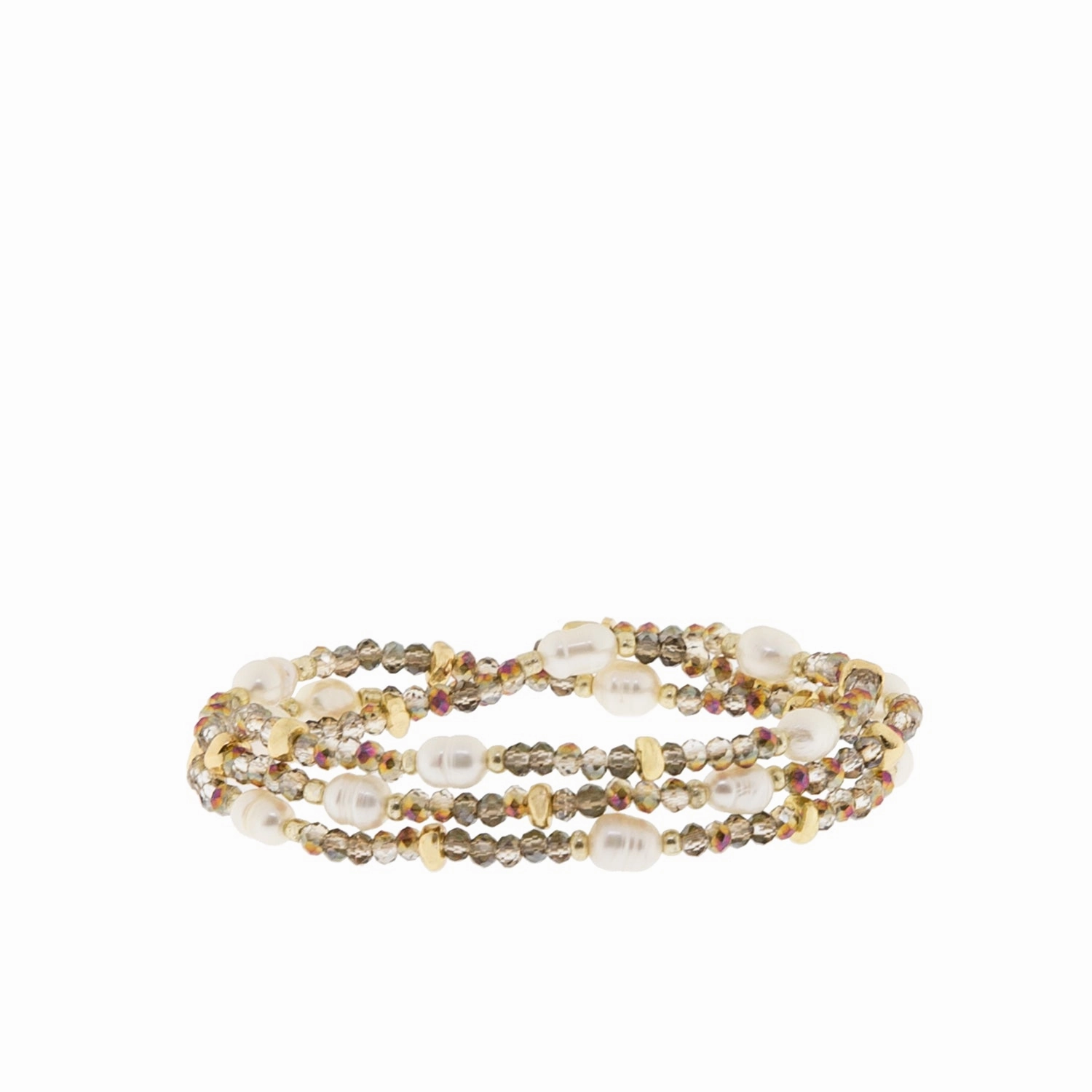 Marlyn Schiff Crystal Beaded Pearl Wrap Bracelet/Necklace