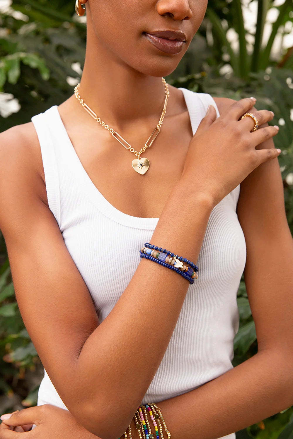 Marlyn Schiff Semi Precious Multi-Shape Beaded Stretch Bracelet