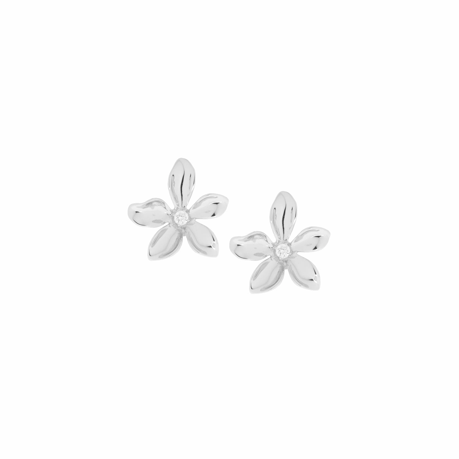Marlyn Schiff Sterling or Gold Plated  Flower Pave Accent Earrings