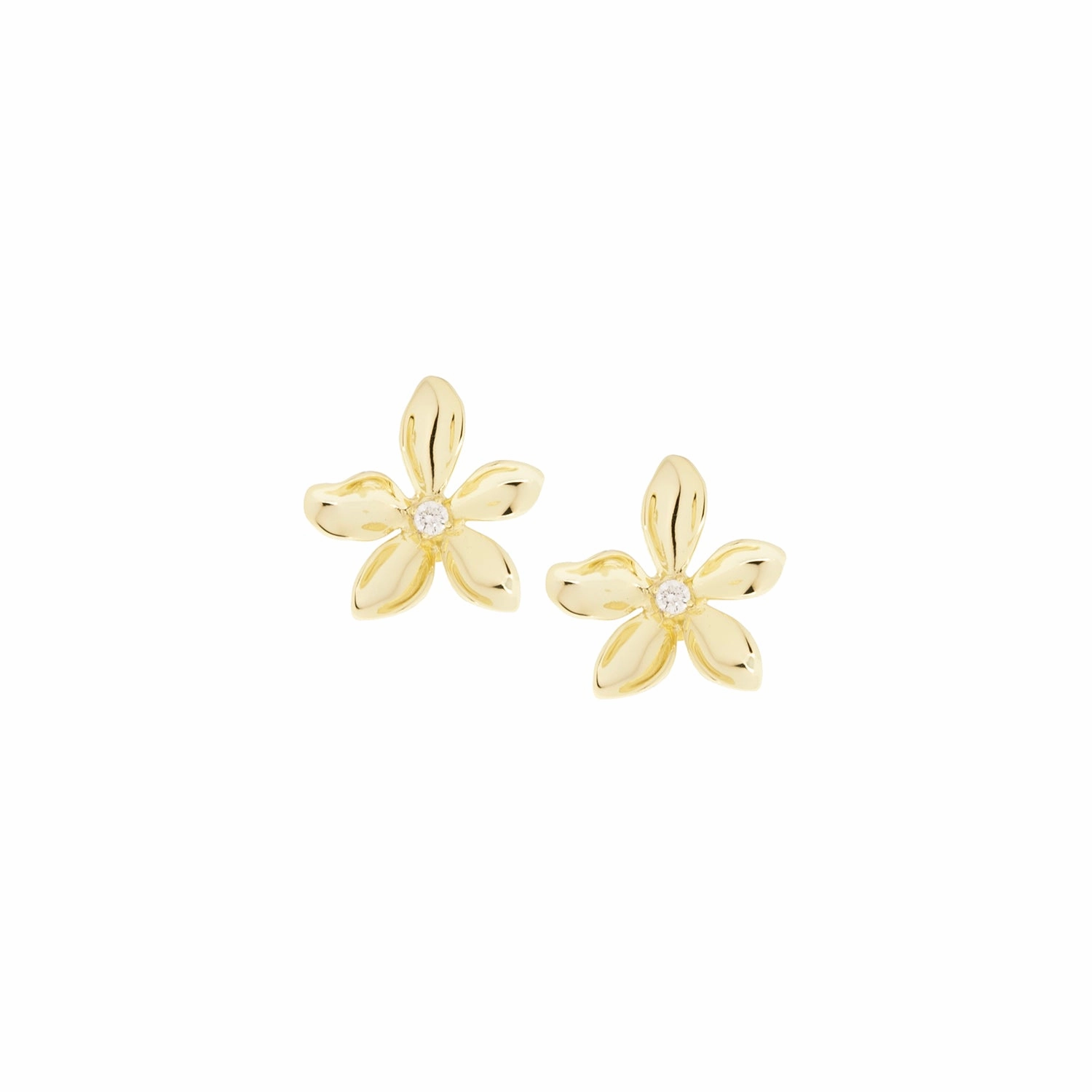 Marlyn Schiff Sterling or Gold Plated  Flower Pave Accent Earrings