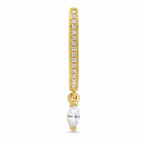 Medium Maasai Hoop with Marquise Drop White Diamond Pav - Four Colors
