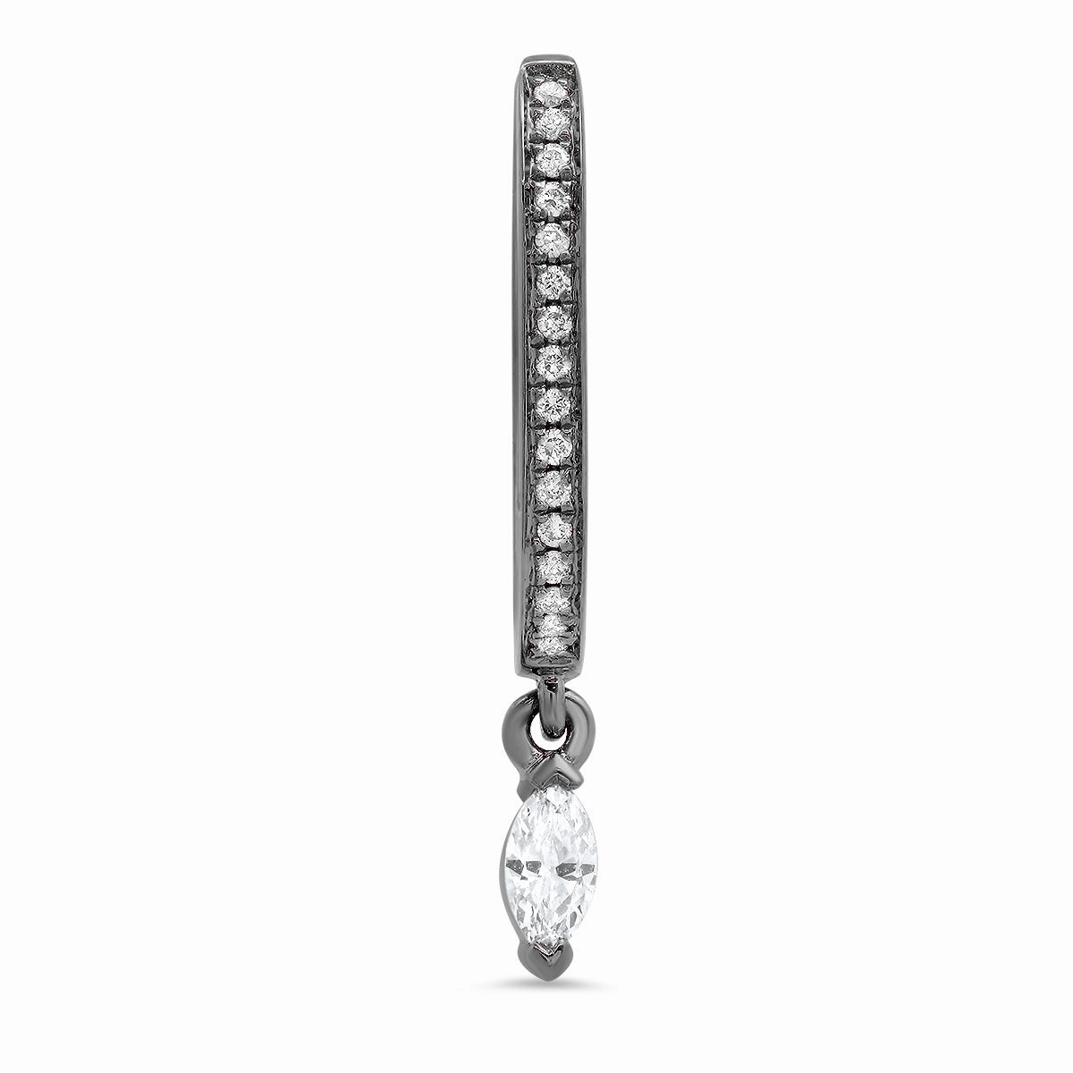 Medium Maasai Hoop with Marquise Drop White Diamond Pav - Four Colors