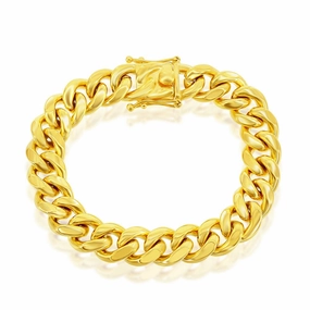 Men's Bracelet - Gold Plated Stainless Steel 14mm Miami Cuban Link | ST-1595