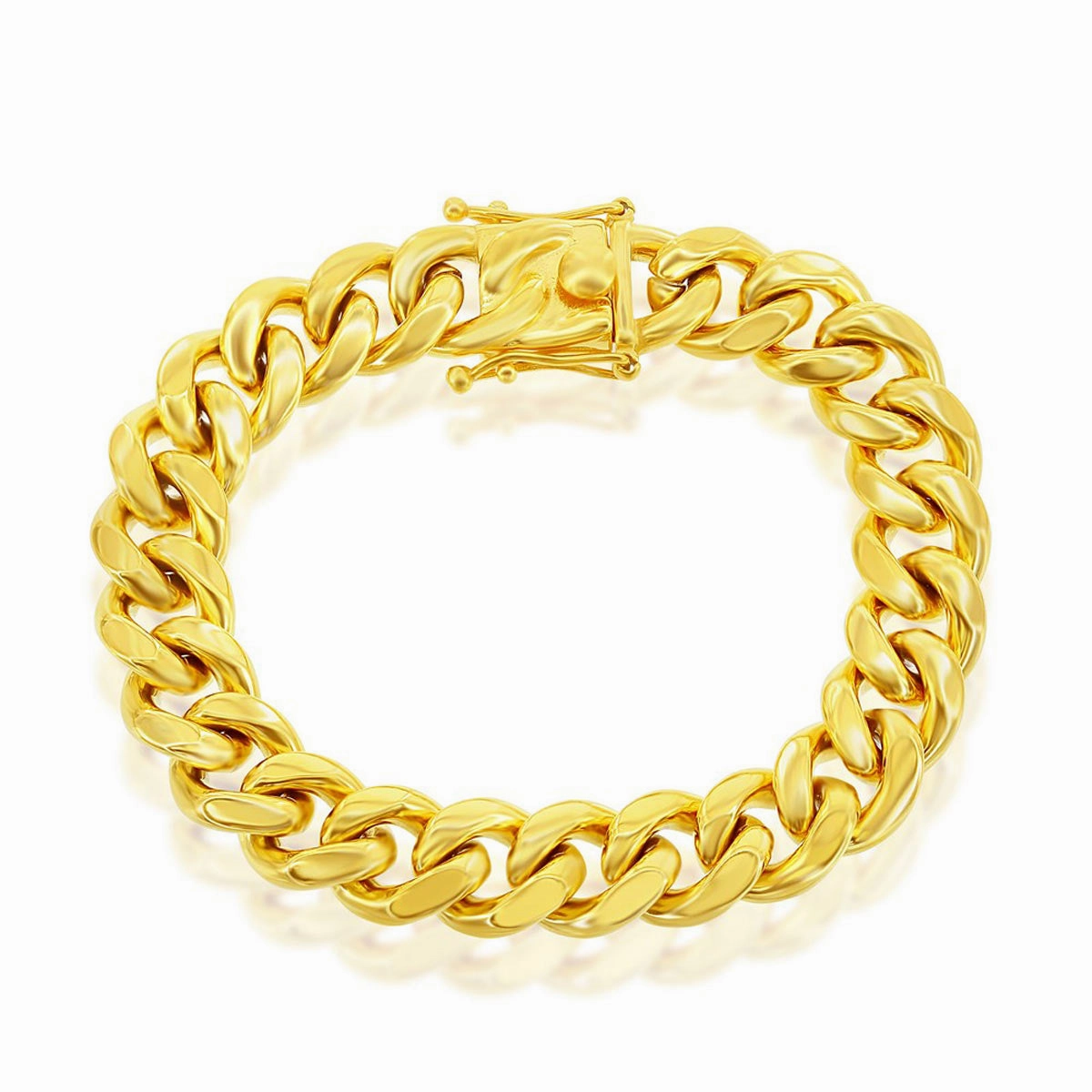 Men's Bracelet - Gold Plated Stainless Steel 14mm Miami Cuban Link | ST-1595