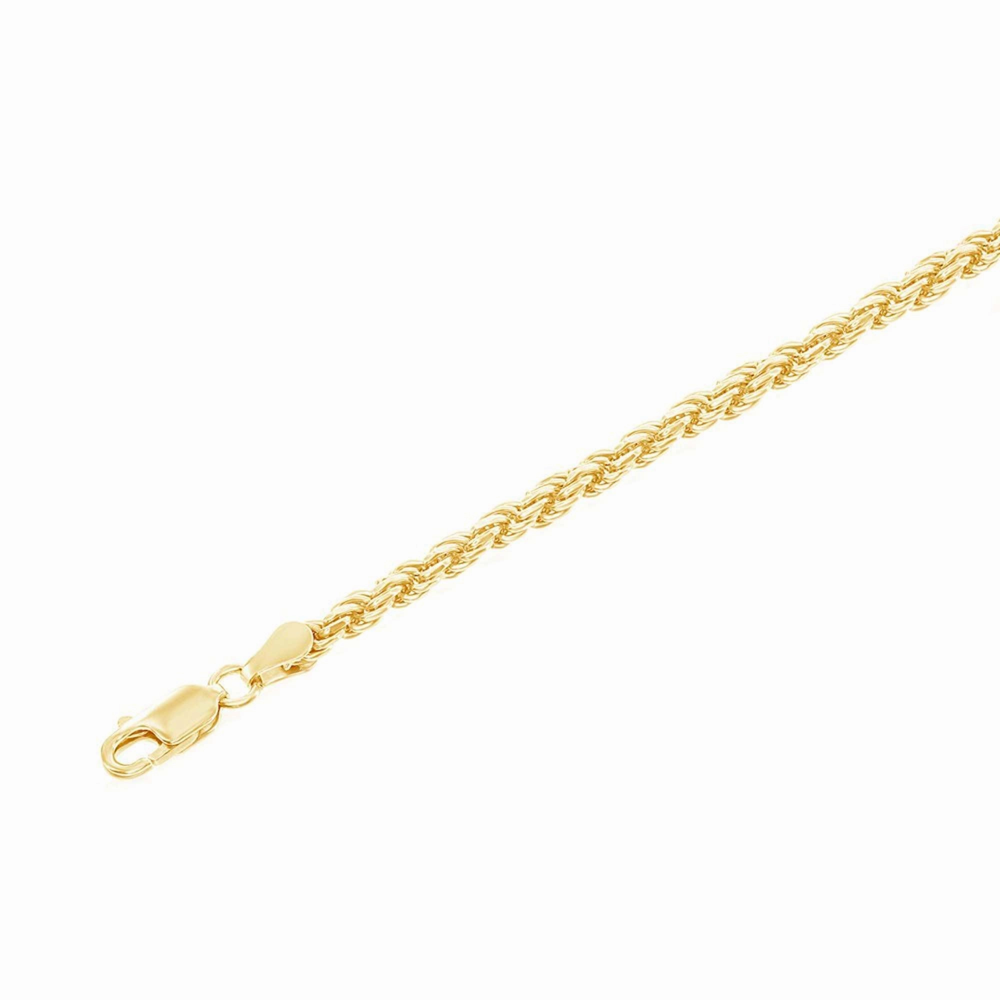 Men's Chain - Gold Plated Diamond Cut 3mm Rope, 18 Inch | Q-5642-18