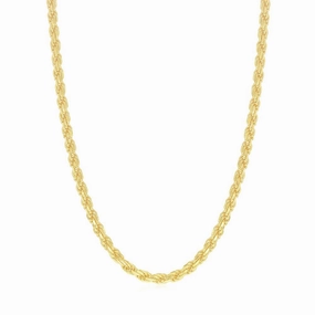 Men's Chain - Gold Plated Diamond Cut 3mm Rope, 18 Inch | Q-5642-18