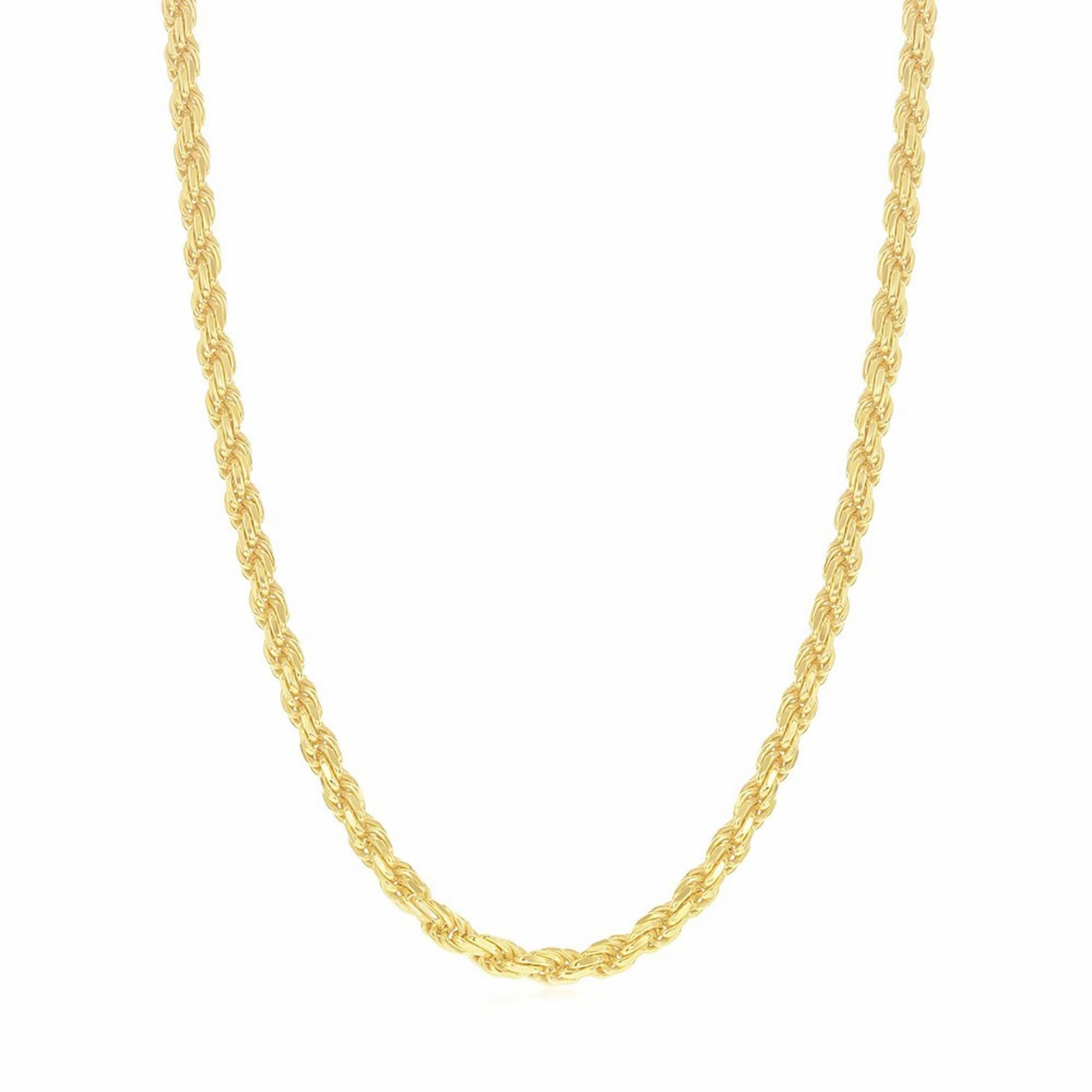 Men's Chain - Gold Plated Diamond Cut 3mm Rope, 18 Inch | Q-5642-18