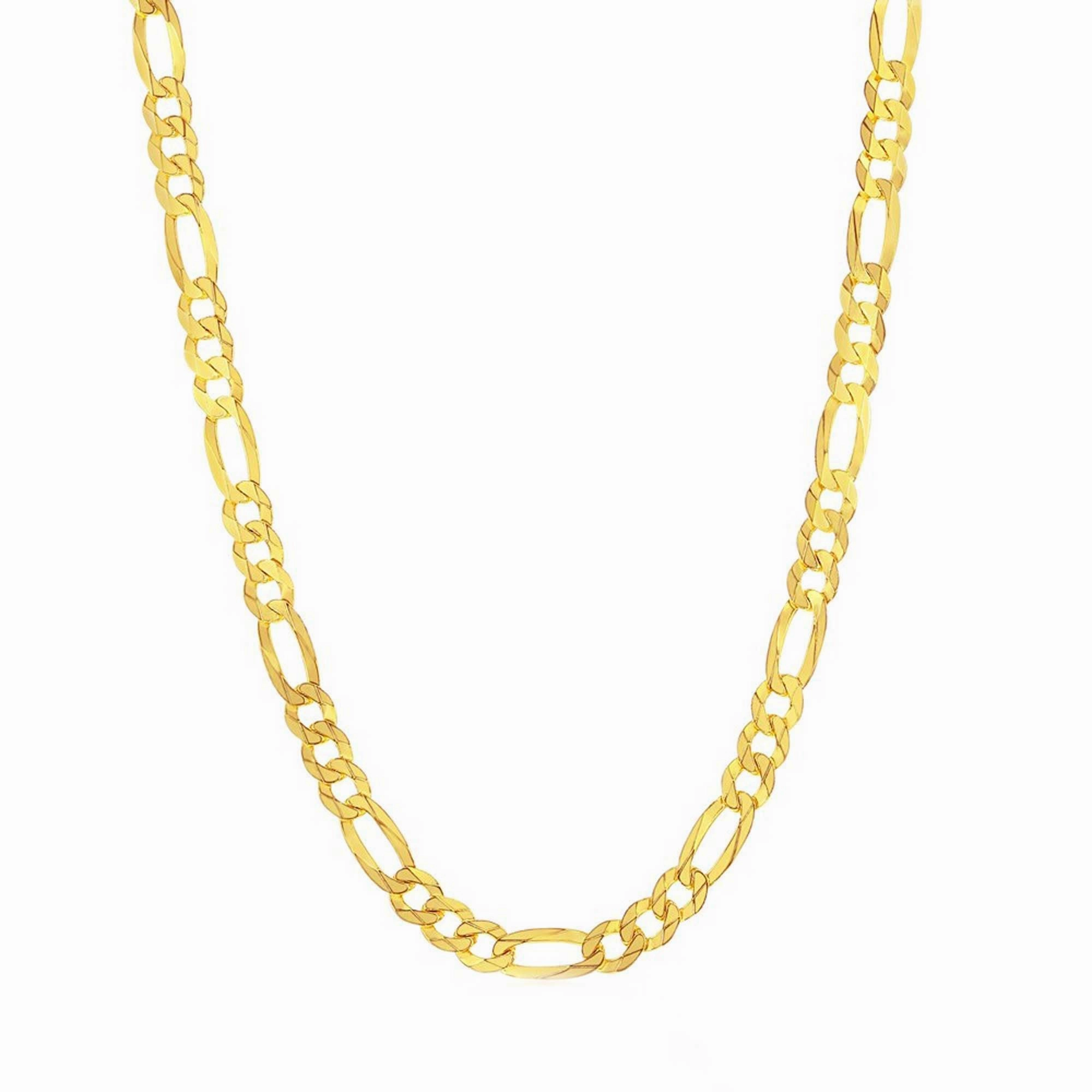 Men's Chain - Gold Sterling Silver 5mm Flat Figaro, 20 Inch | Q-5756-20