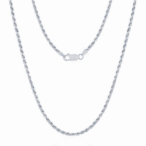 Men's Chain - Rhodium Plated Silver 2.3mm Rope, 18 Inch | RPR-50-18