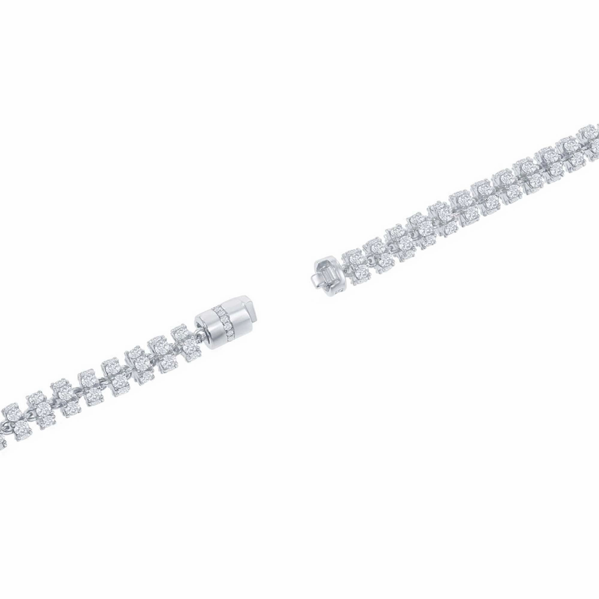 Men's Chain - Sterling Silver 6mm Barrel White CZ, 9 Inch | Q-5651-9