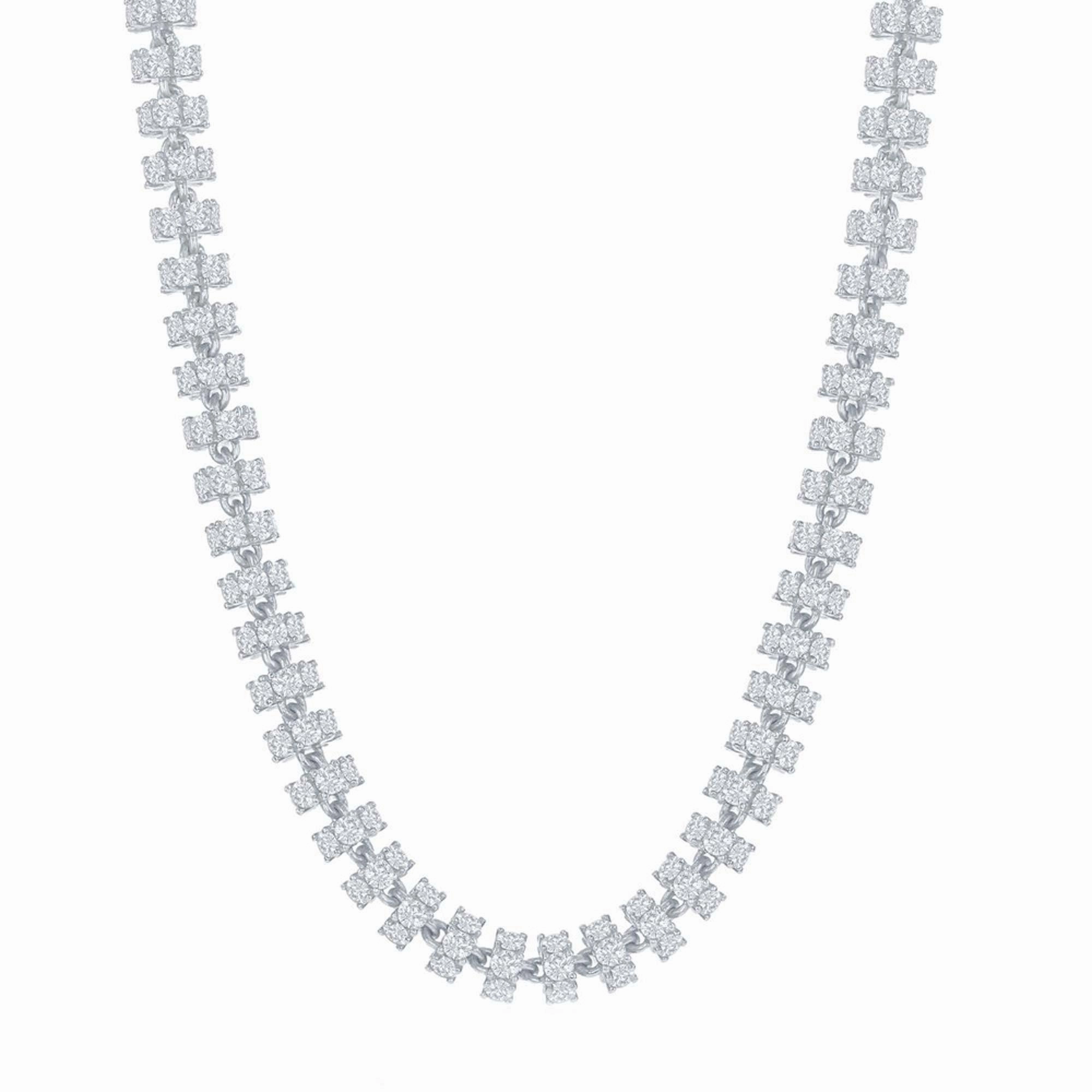 Men's Chain - Sterling Silver 6mm Barrel White CZ, 9 Inch | Q-5651-9