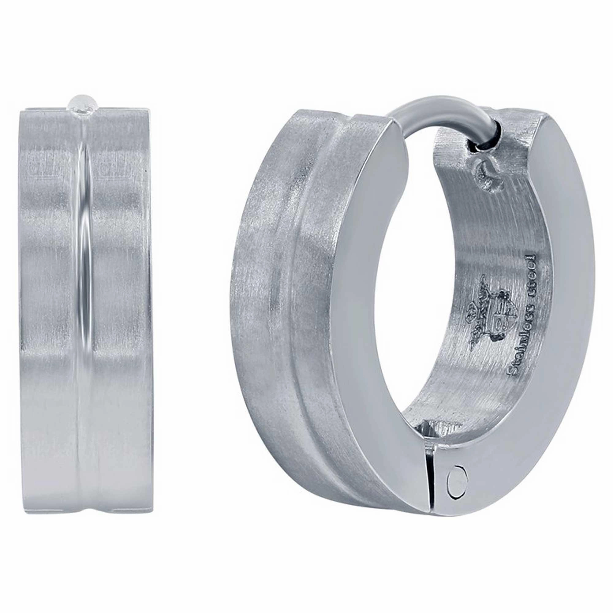 Men's Earrings - Stainless Steel Material 13mm Lined Huggie Hoop | SA-6079
