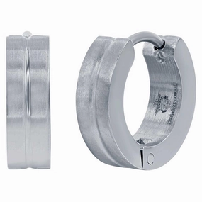 Men's Earrings - Stainless Steel Material 13mm Lined Huggie Hoop | SA-6079